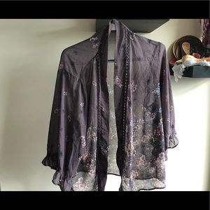 Purple floral wrap or shawl